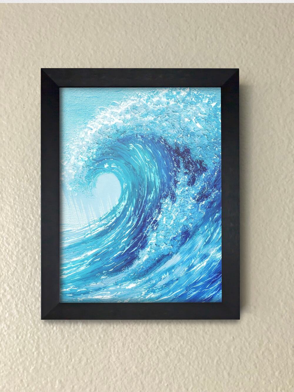 Framed Ocean Wave Wall Art Print – Coastal Japanese Wave Decor